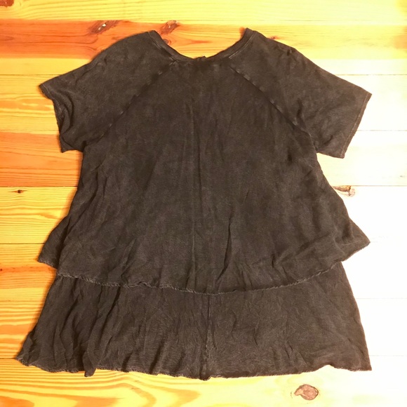 Altar’d State Slate Gray Ruffle Tee, EUC, M - Picture 10 of 13